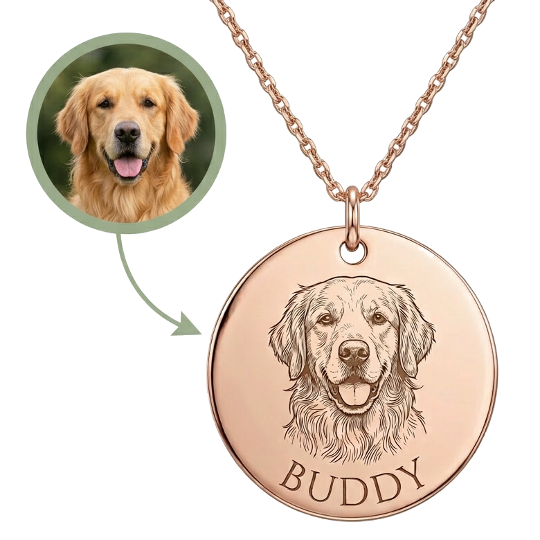 Honden portret op een ketting